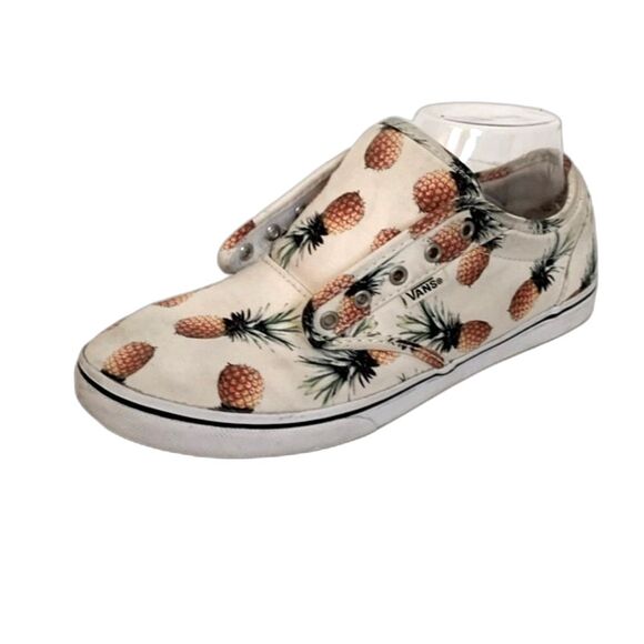 Vans Atwood Low Ivory Brown Pineapple Print Canvas Skateboarding Sneakers Size 8 - Picture 1 of 13